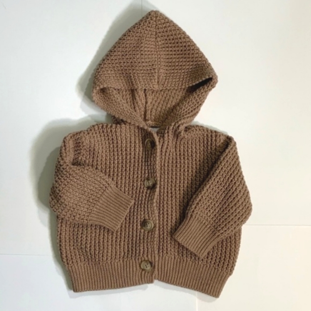 Old Navy 3-6m Walnut 100% Cotton Knit Cardigan